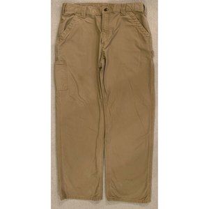 Carhartt Men's 38x32 Beige Carpenter Pants Dungaree Canvas Workwear B151 DKH